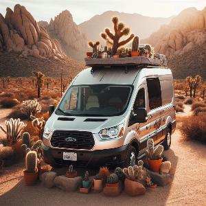 Ford Transit camper van, van life in Joshua Tree at sunset (27)